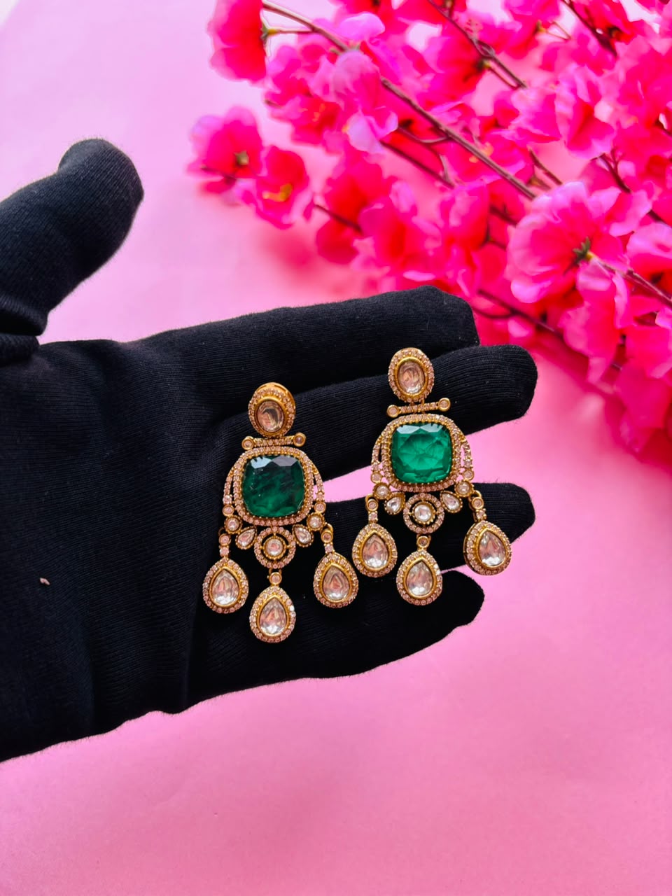 Polki Chandbali Earrings for Women - Image 3