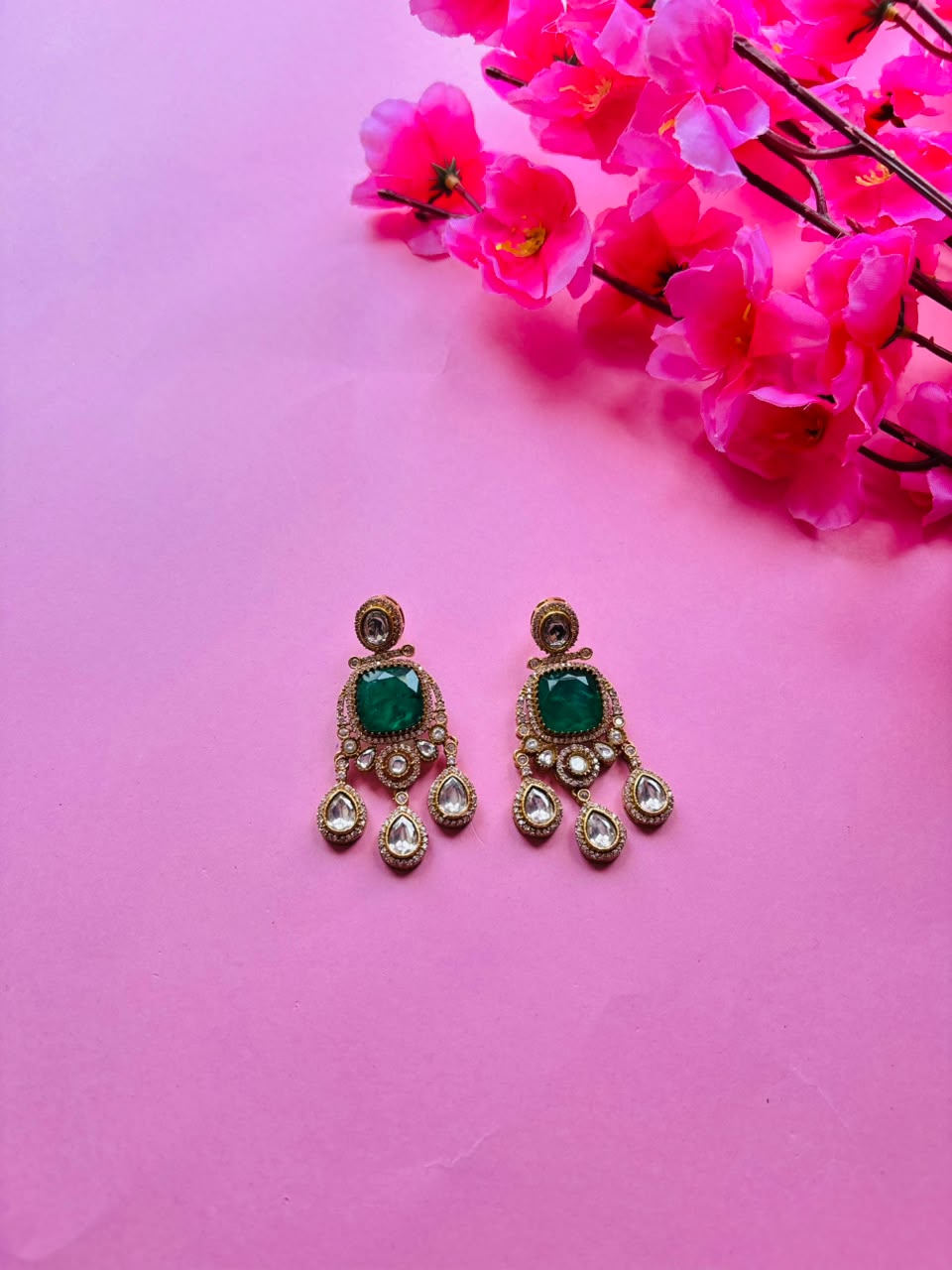 Polki Chandbali Earrings for Women - Image 2