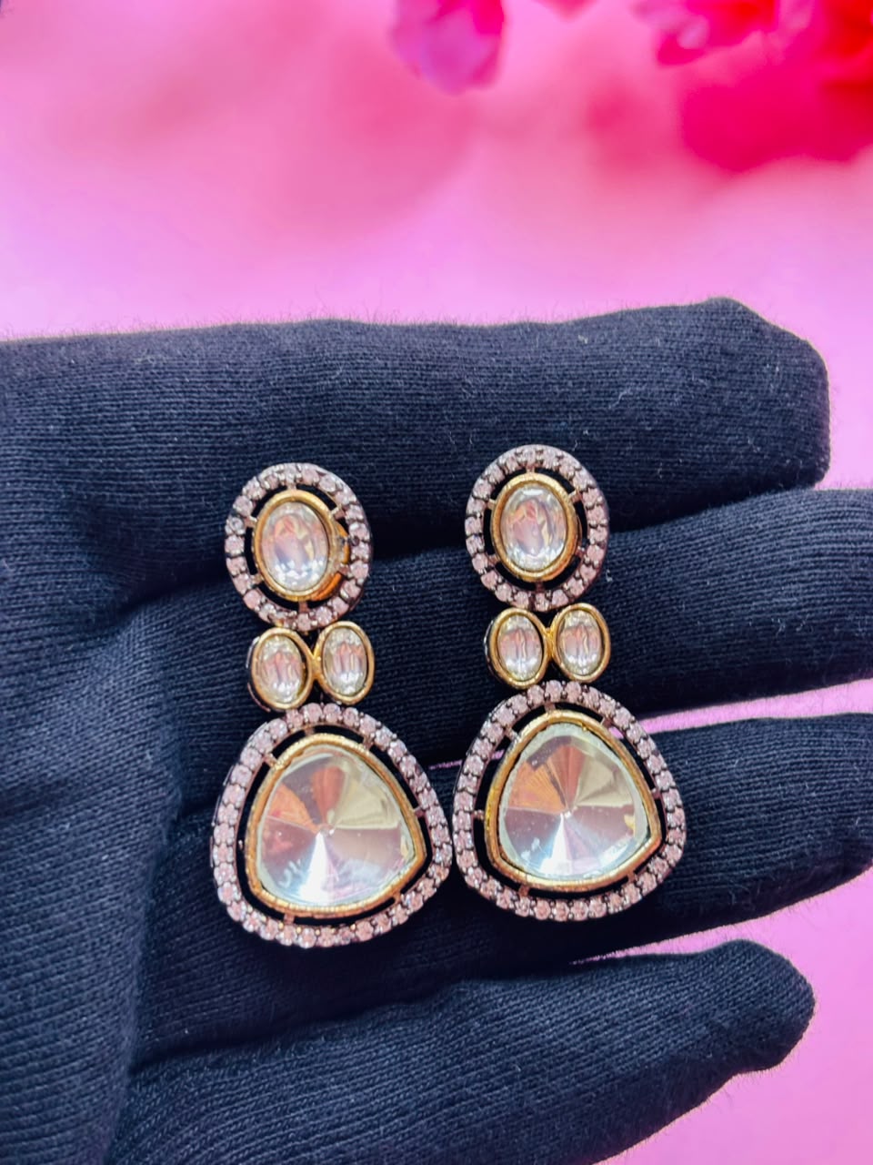 Polki Style Stud Earrings - Image 5